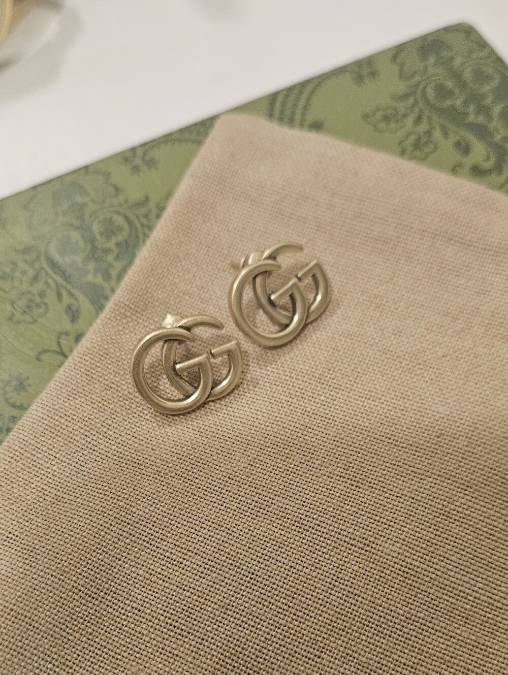 Gold Double G Stud Earrings - Women's Jewelry